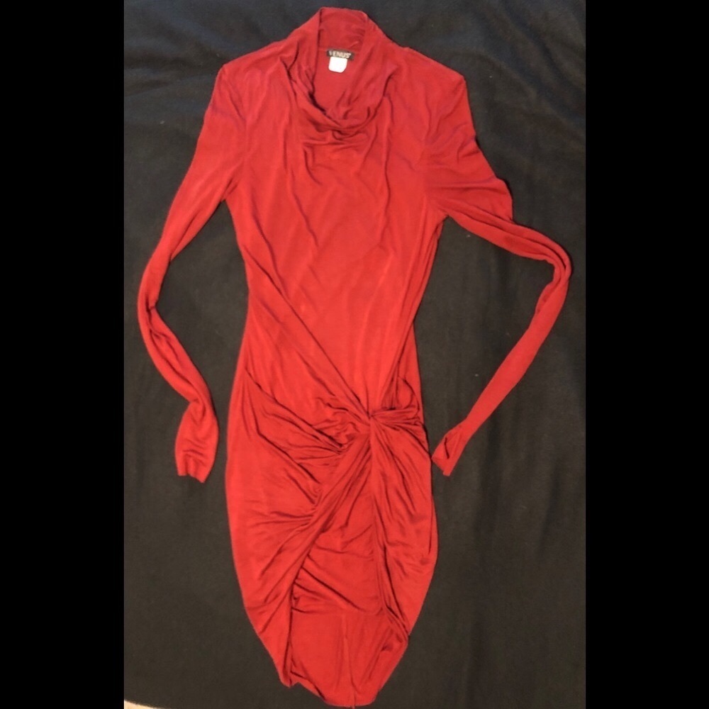 VENUS Fitted Dress w/Drape Accents - Picture 3 of 3